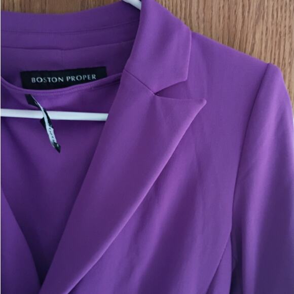 Vntg 2000s Boston Proper Purple Travel Knit 2-Piece Set Blazer 4 Dress Sz XS - Picture 11 of 16